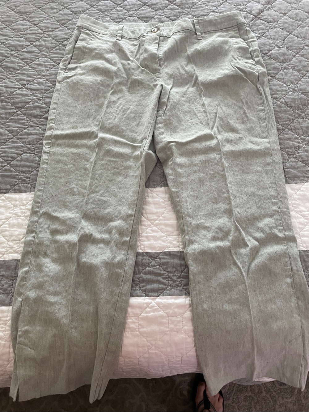 Light olive Casual Linen-Blend Pants